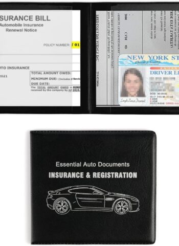UYYE Car Registration and Insurance Card Holder, Vehicle Glove Box Car Organizer, Interior Car Accessories for Documents, Cards, License - 2 Pack
