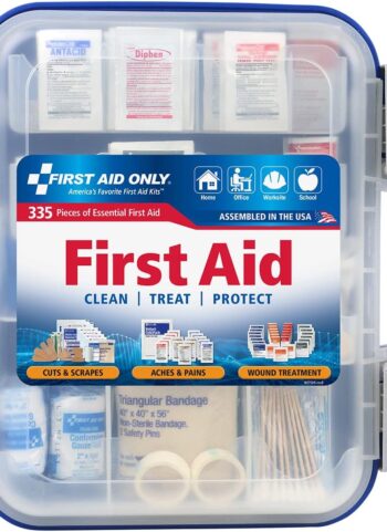 First Aid Only 91247 OSHA-Compliant First Aid Kit, All-Purpose 100-Person Emergency First Aid Kit for Business, Worksite, Home, and Car, 335 Pieces, Multicolored