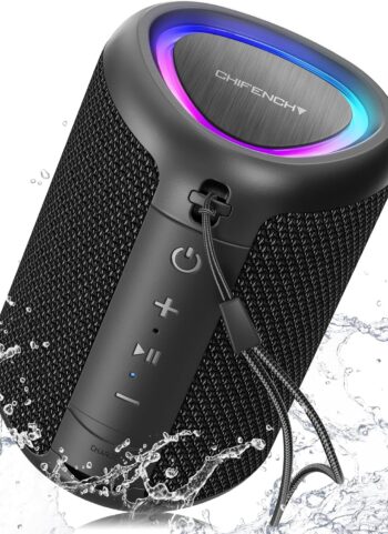 Portable Bluetooth Speaker Beach Essentials: Powerful Crystal Clear Sound/Dynamic Light/IPX5 Waterproof/All Day Playtime/Wireless BT 5.3/TWS Paring, Dad Gifts, Outdoor|Travel|Camping|Pool Accessories