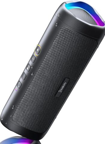 Bluetooth Speaker, 20W HD Sound, Portable Wireless, IPX5 Waterproof, Up to 24H Playtime, TWS, for Home/Party/Outdoor/Camping/Beach Essentials, Birthday Gift for Fathers Day Men Dad Husband (Black)